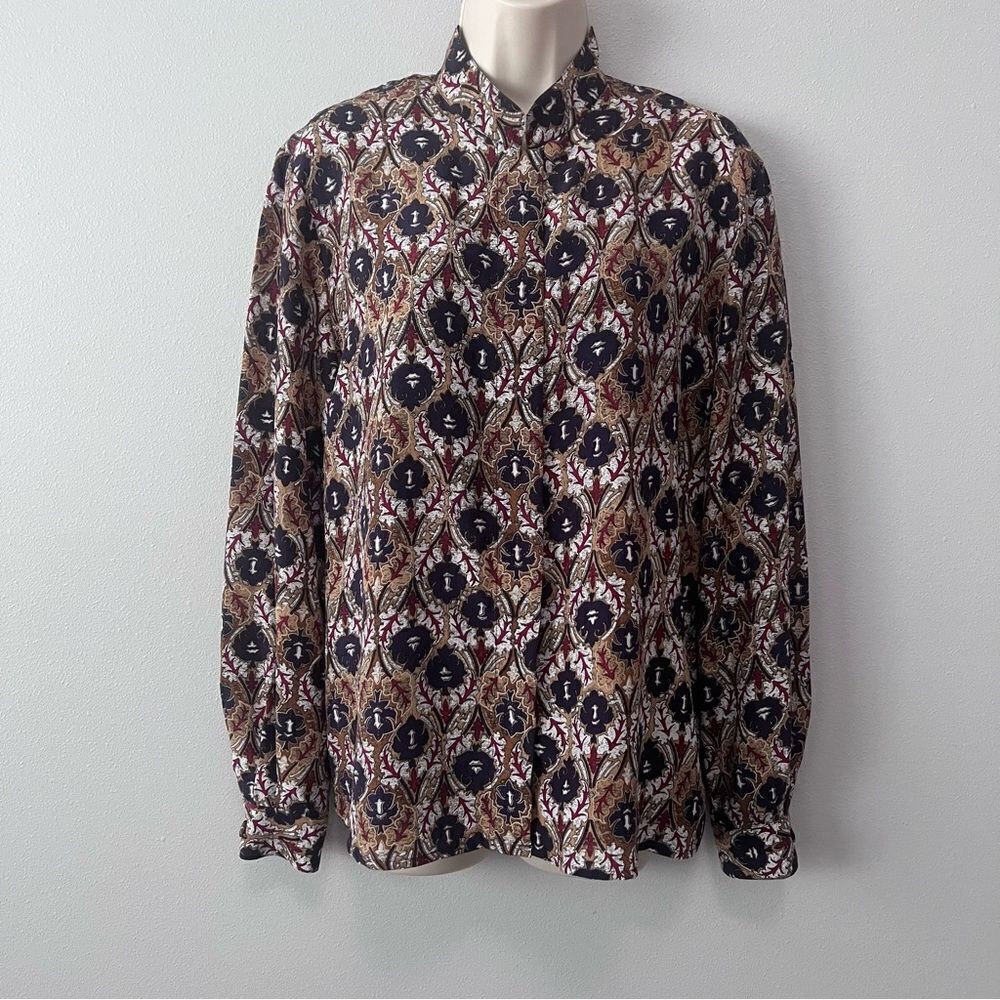 Tess Vintage Button Up Long Sleeve 100% Silk Blouse Size 8